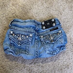 Miss Me Light Blue Embellished Denim Shorts
